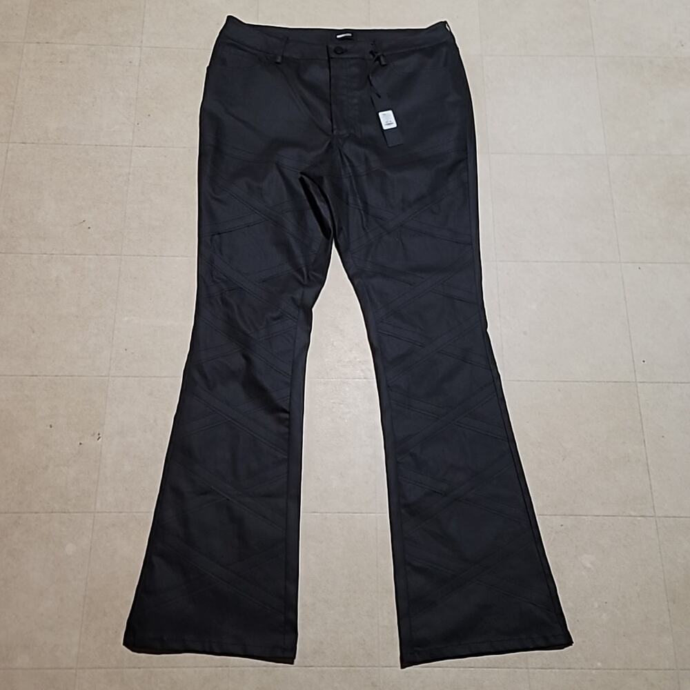 NWT NovaMEN Lloyd Waxed Stacked Slim Flare Jeans In Black Sz. 36